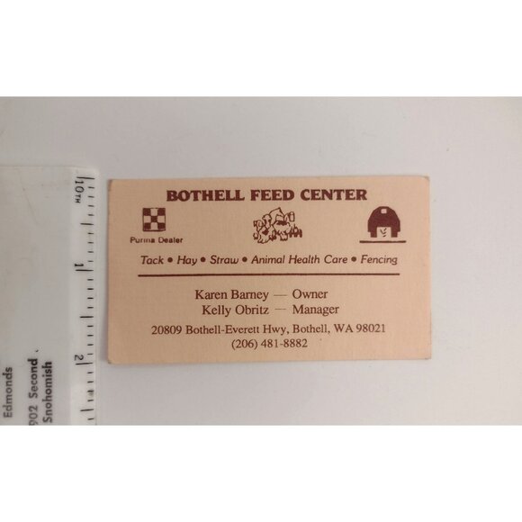 Vtg Bothell Feed Center Business Card Retro Farm Supplies Memorabilia - Picture 1 of 3
